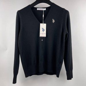 U.S. Polo Assn. Women's Classic V-Neck Cardigan in Black